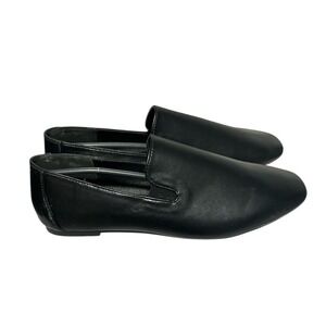 NWT H by Halston Milos Flat in Black Vegan Leather
